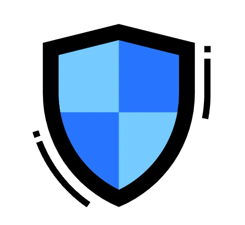 a shield, representing antivirus and firewall protection