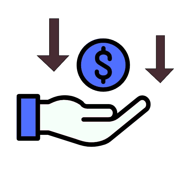 a hand witha floating coin with down arrows