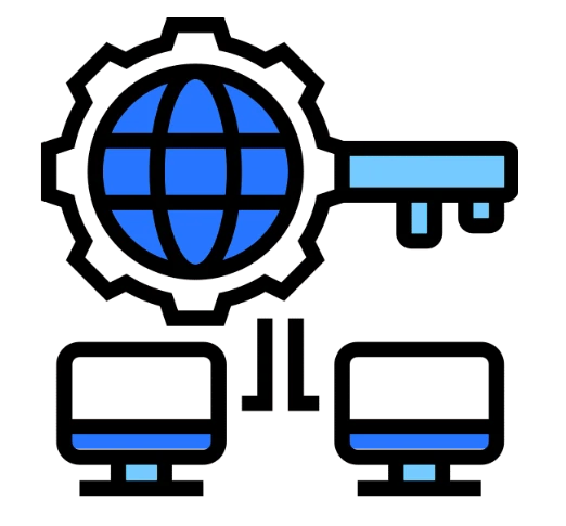 two computers and a key representing remote control