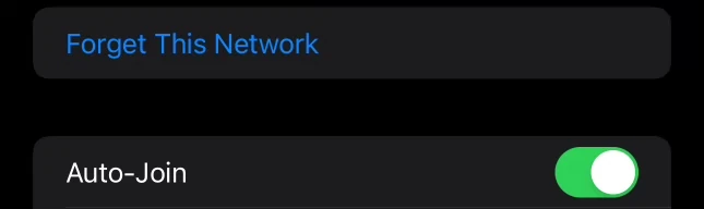 IOS forget this network option