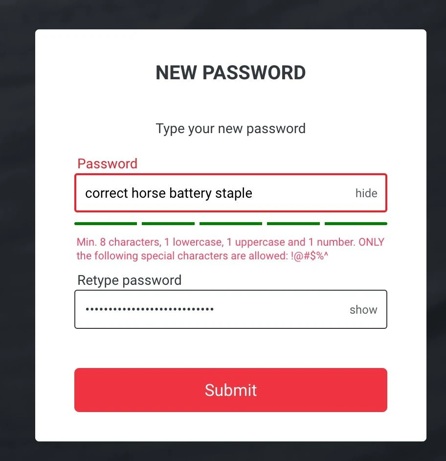 image of password requirements