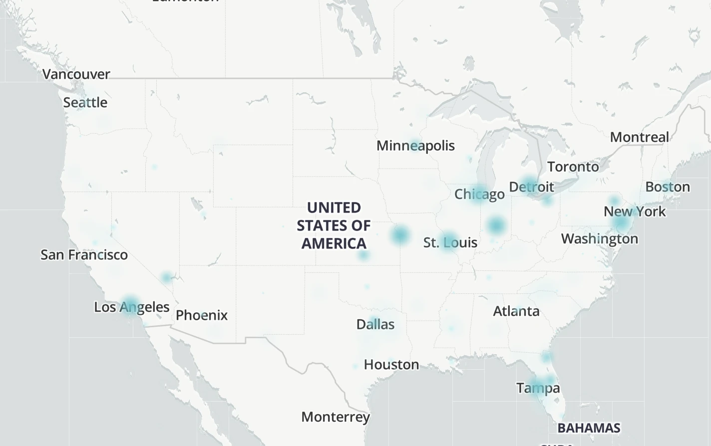 iamge of outage map of verizon from the down detector