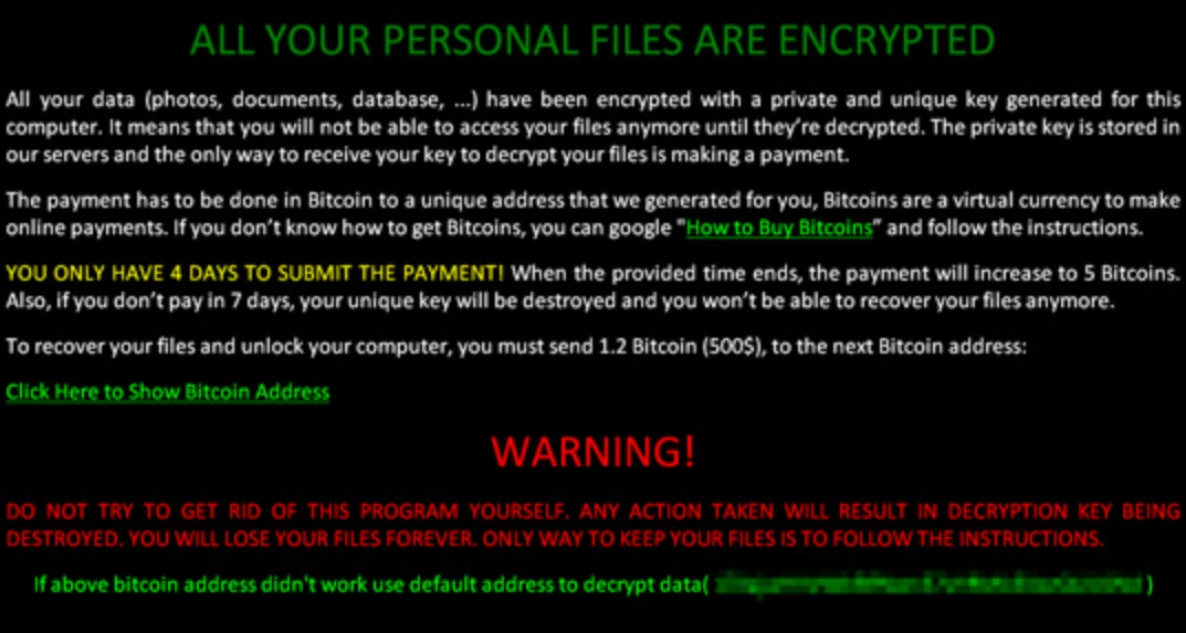 zycryptor ransomware screenshot